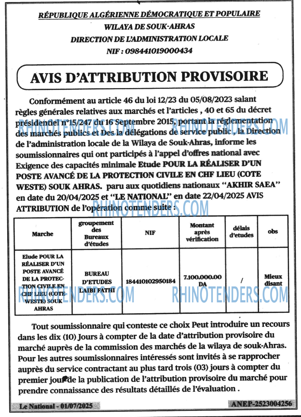 LE SOIR D'ALGERIE