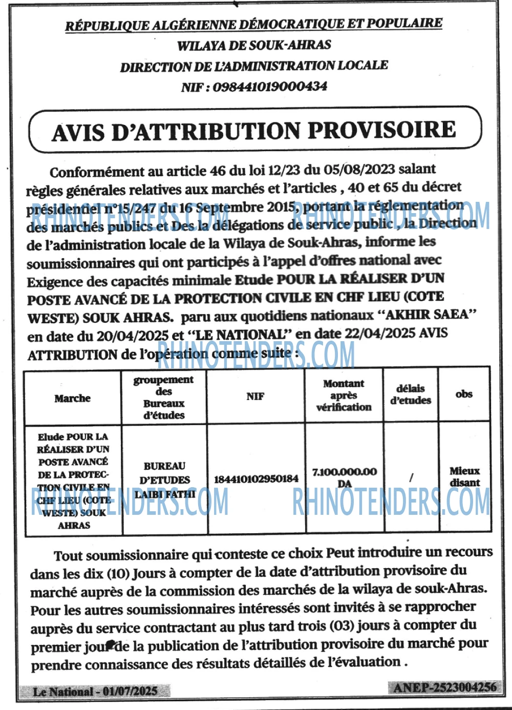 LE SOIR D'ALGERIE