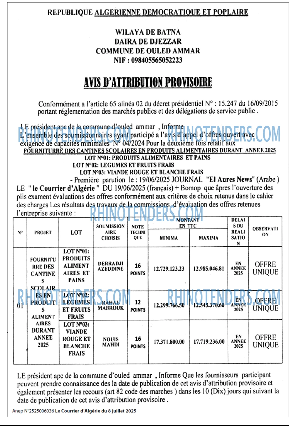 Le Courrier d'Algerie
