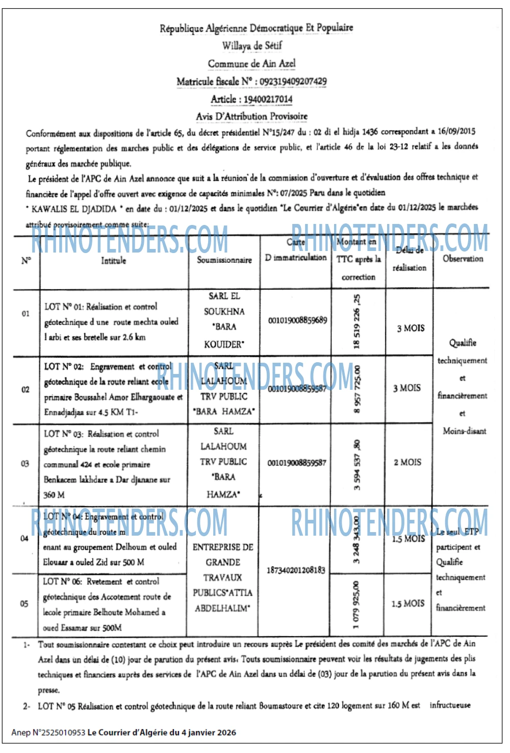 Le Courrier d'Algerie