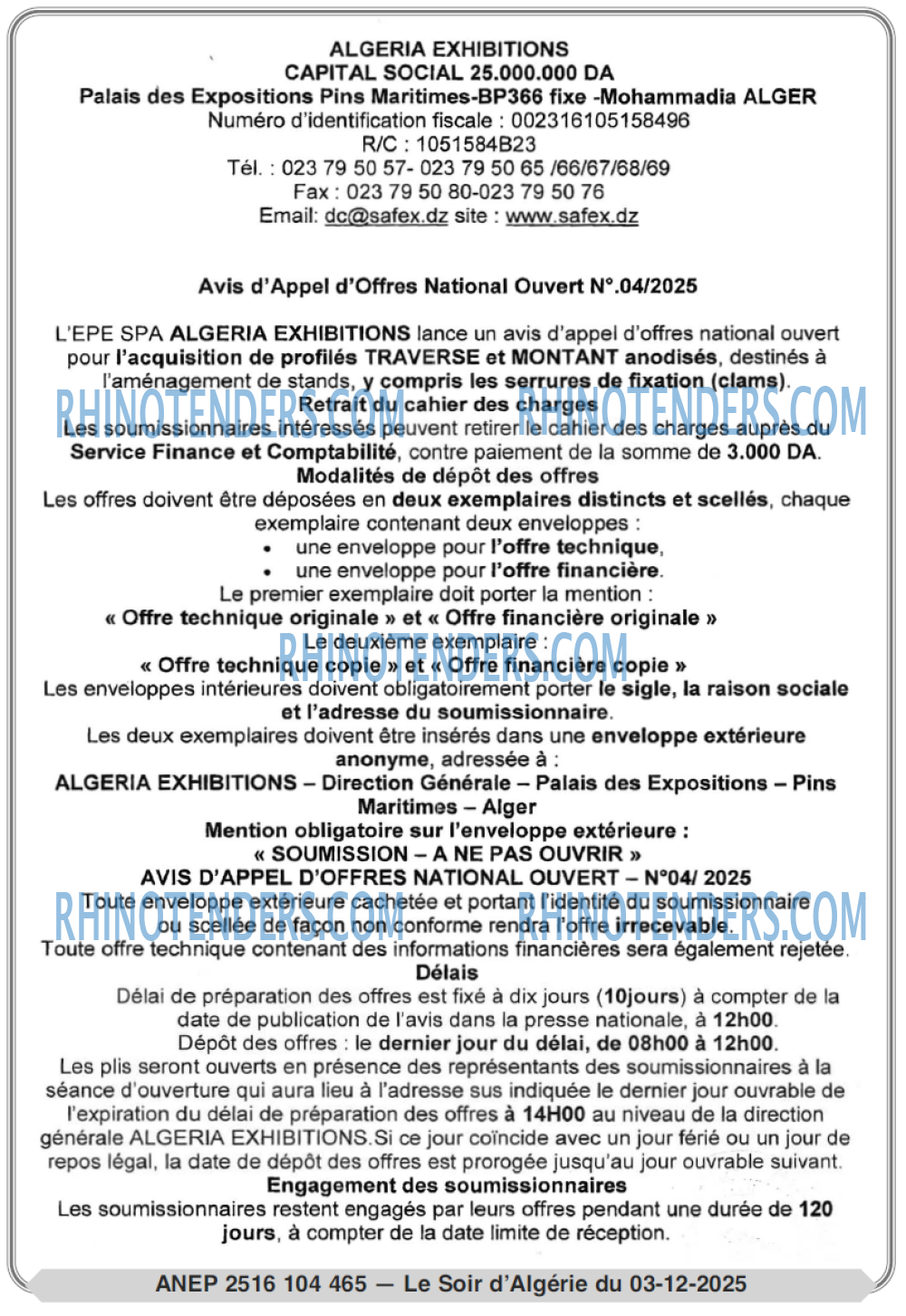 LE SOIR D'ALGERIE