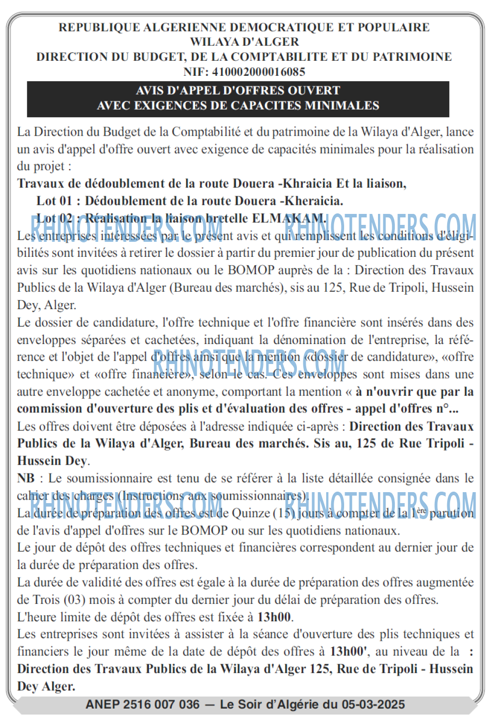 LE SOIR D'ALGERIE