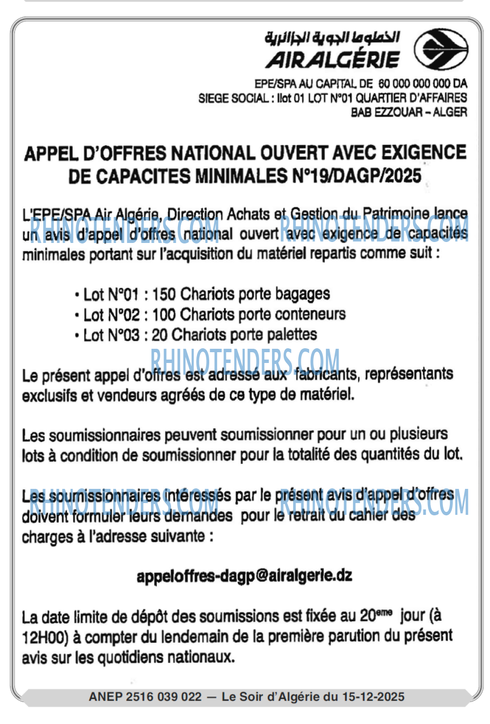 LE SOIR D'ALGERIE