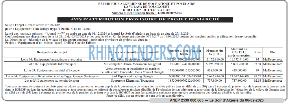 LE SOIR D'ALGERIE