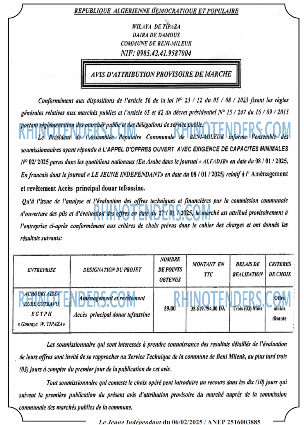 Le jeune indépendant