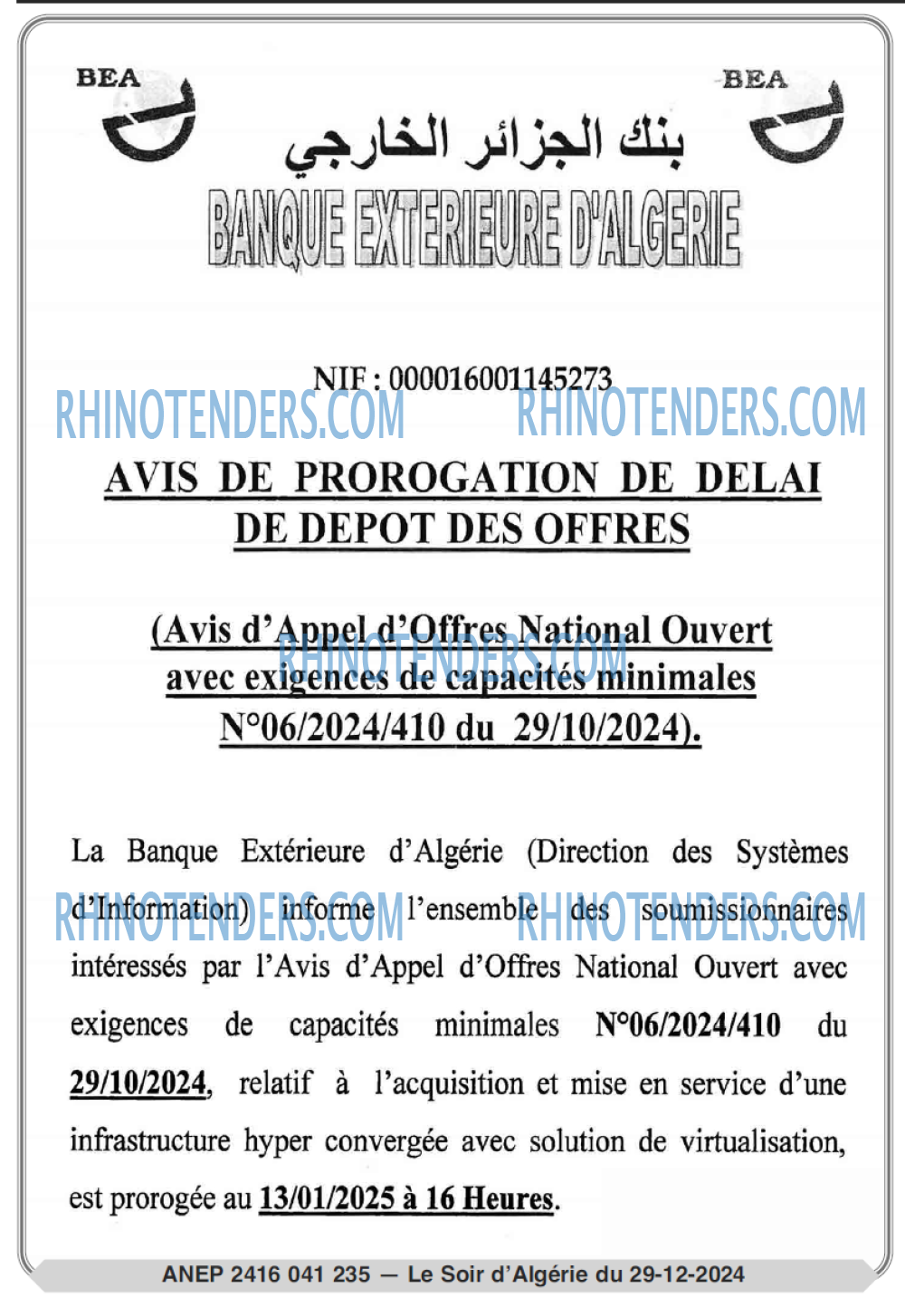 LE SOIR D'ALGERIE