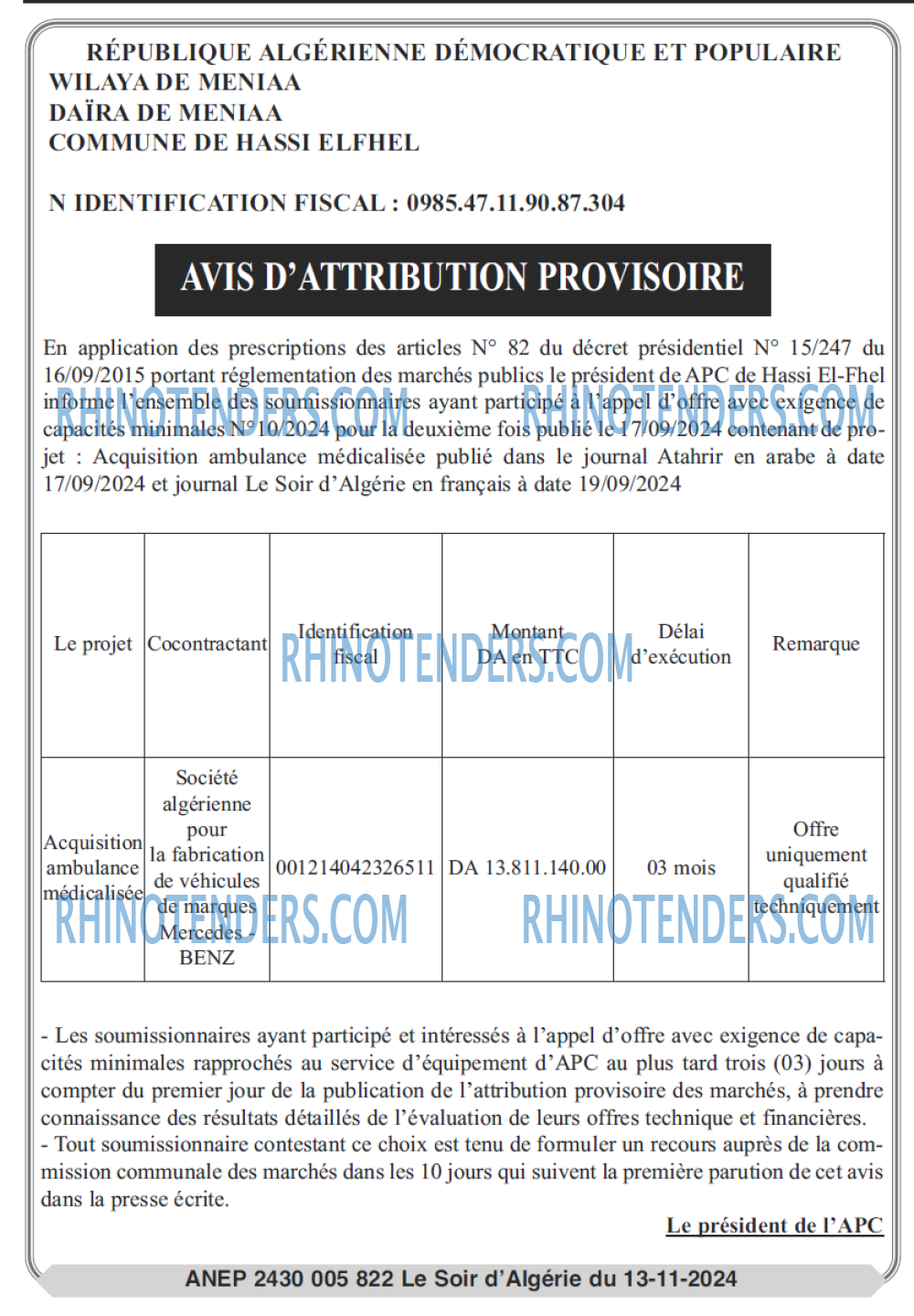 LE SOIR D'ALGERIE