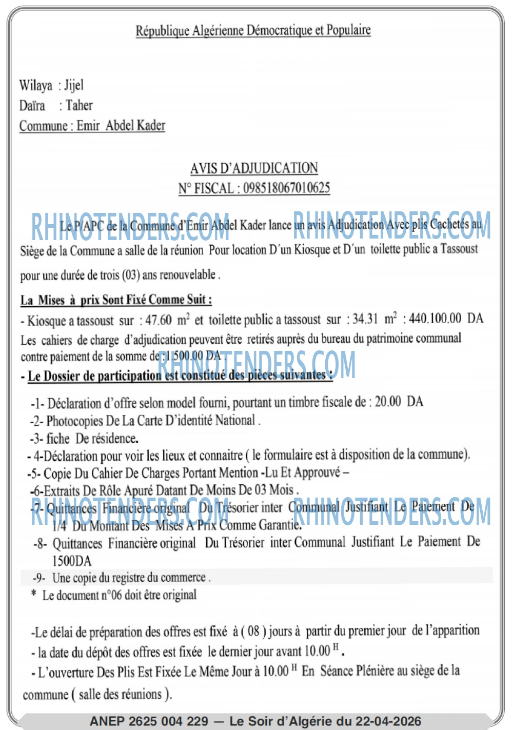 LE SOIR D'ALGERIE
