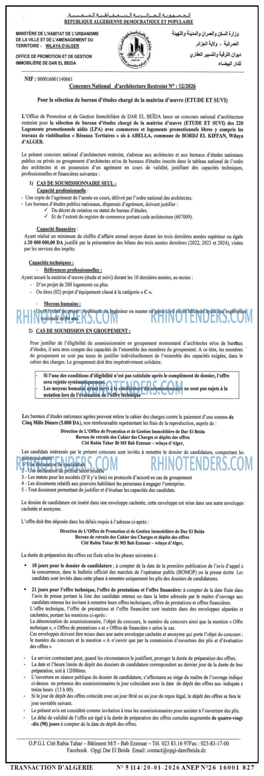 TRANSACTION D'ALGERIE