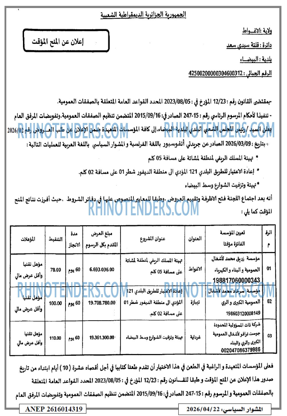 المشوار السياسي