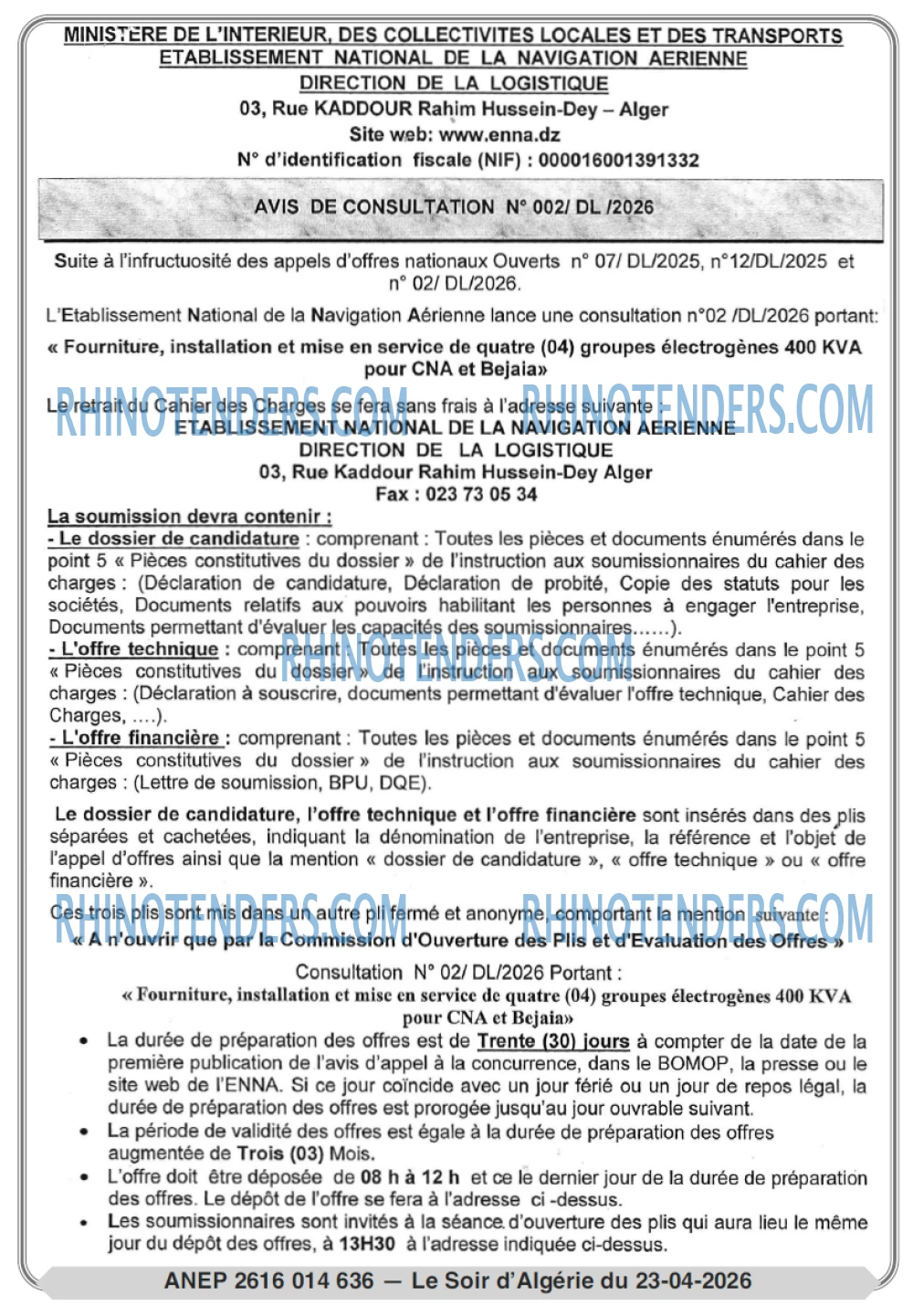 LE SOIR D'ALGERIE