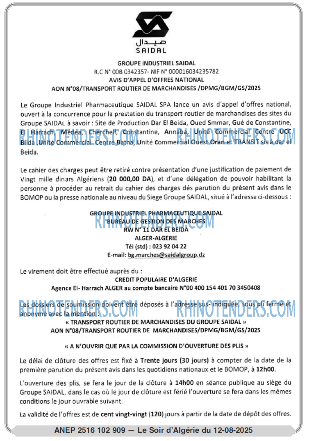 LE SOIR D'ALGERIE
