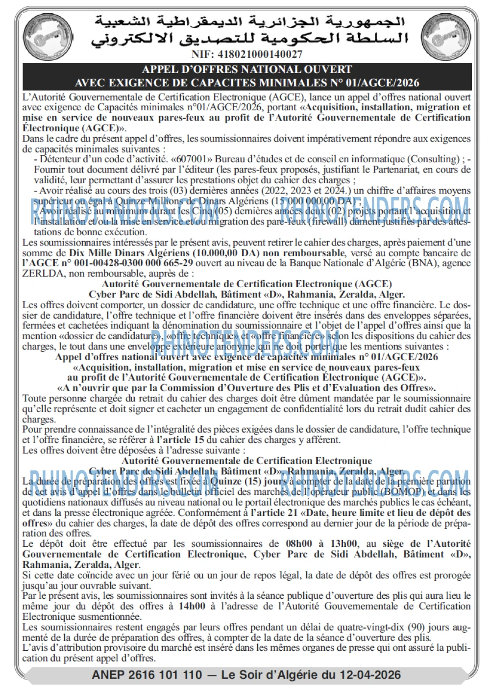 LE SOIR D'ALGERIE