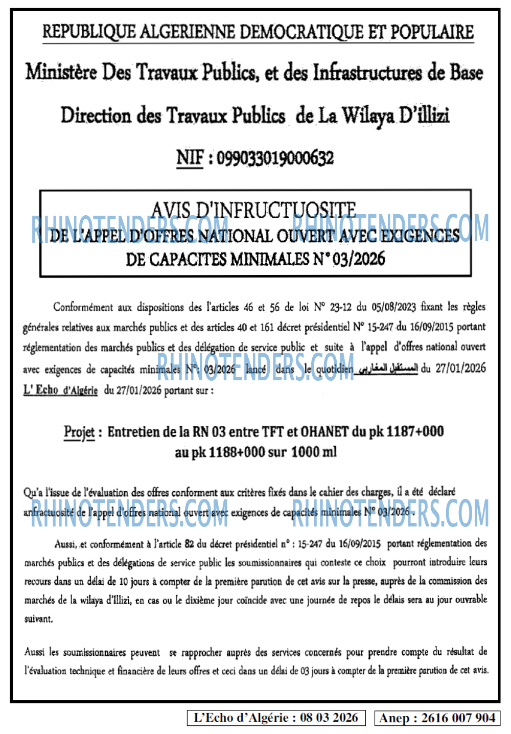 L'ECHO D'ALGERIE