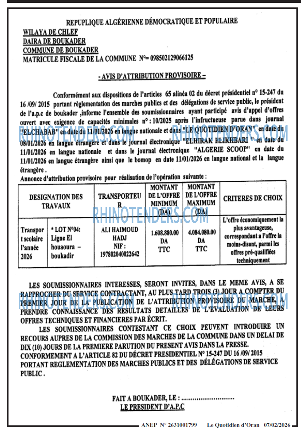 Le Quotidien d'Oran
