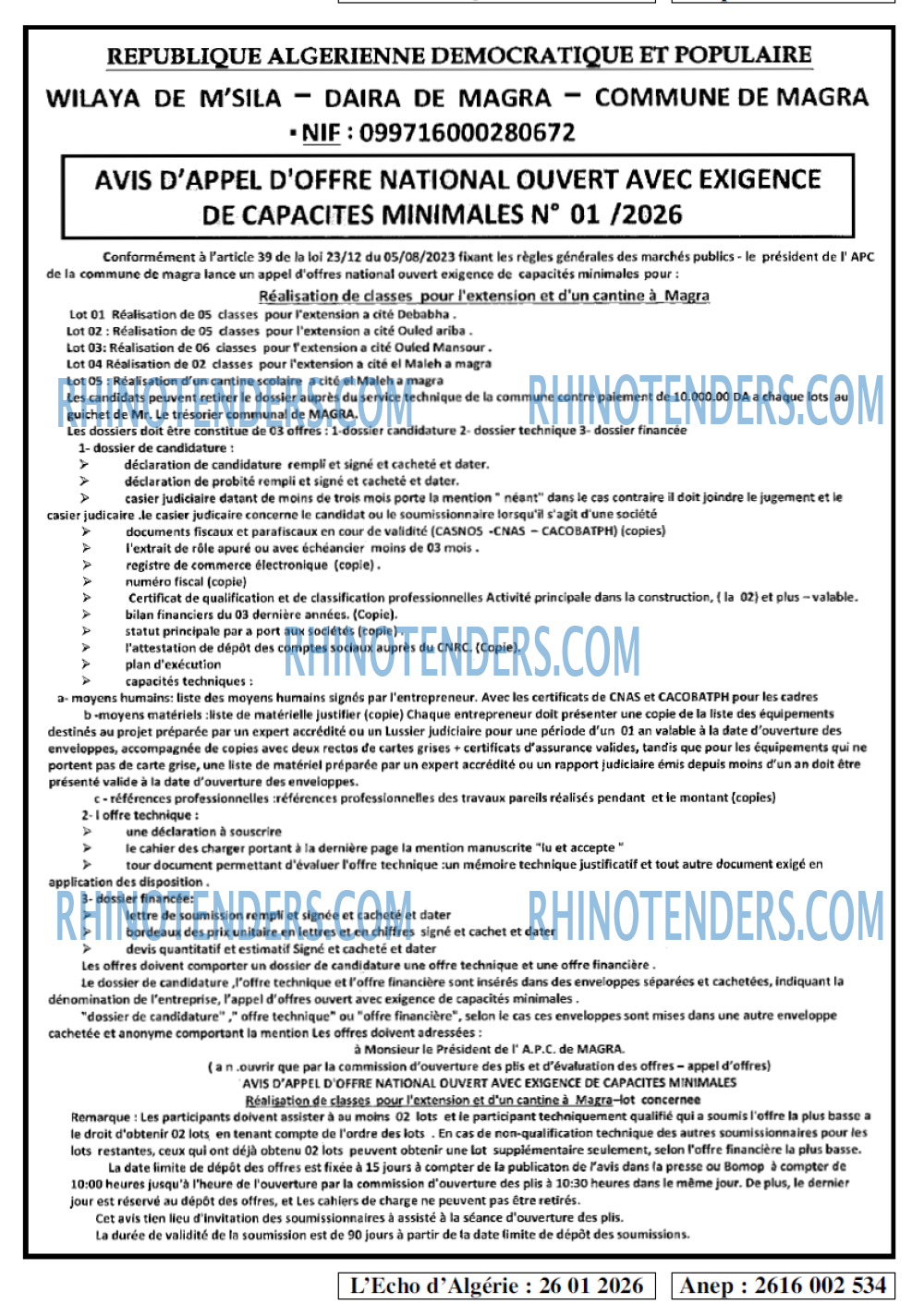 L'ECHO D'ALGERIE