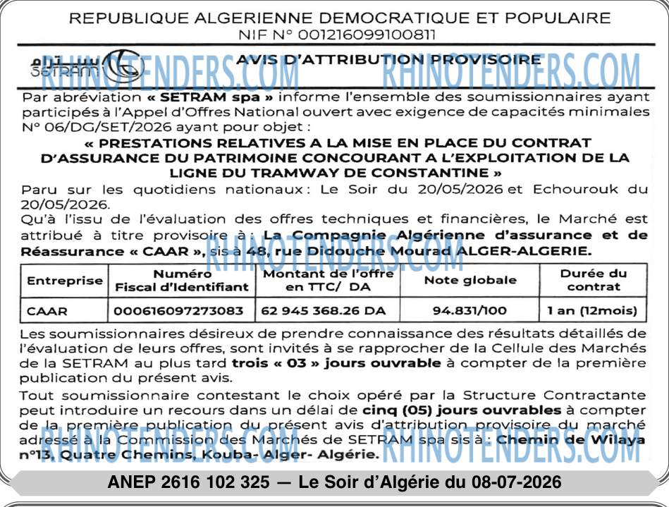 LE SOIR D'ALGERIE