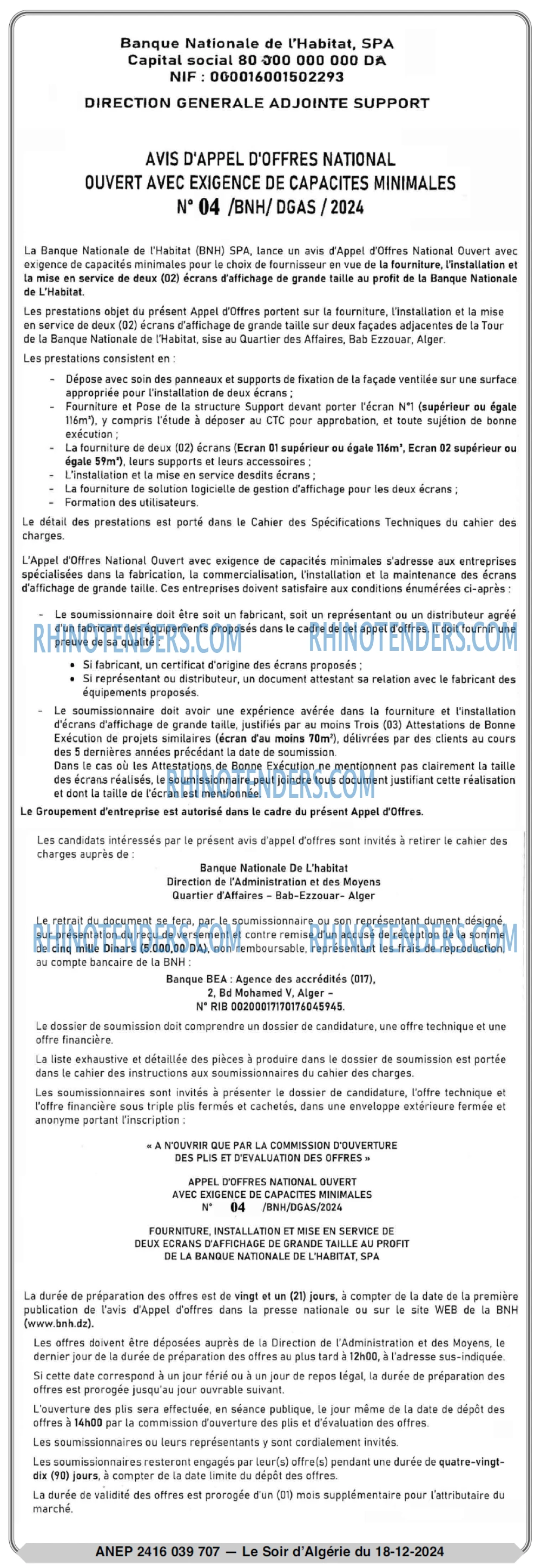 LE SOIR D'ALGERIE
