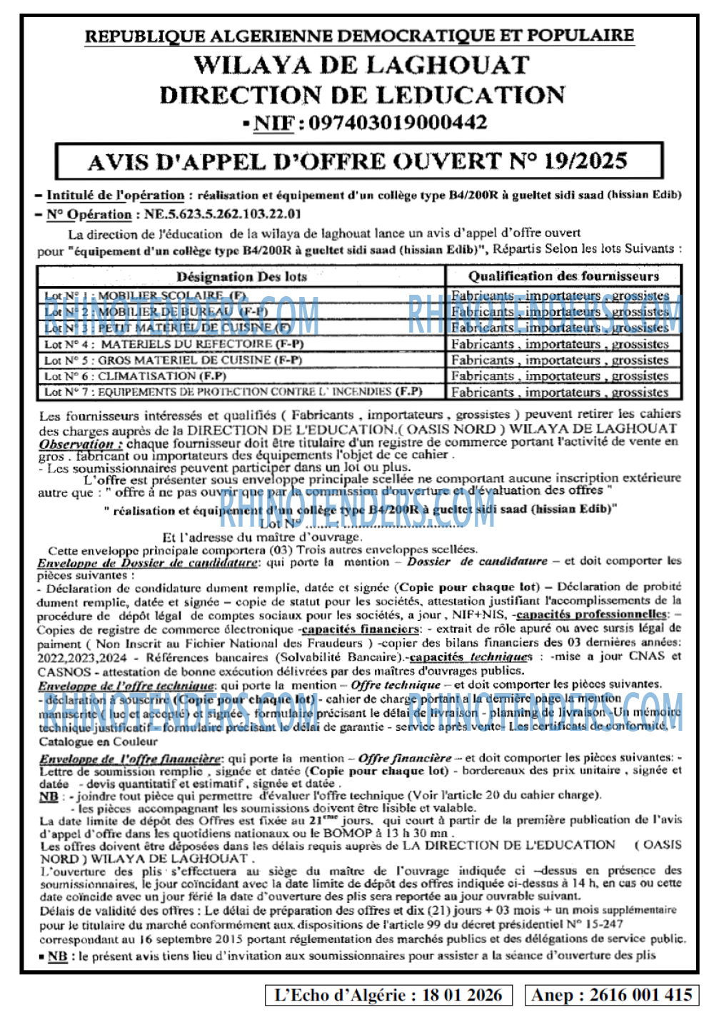 L'ECHO D'ALGERIE