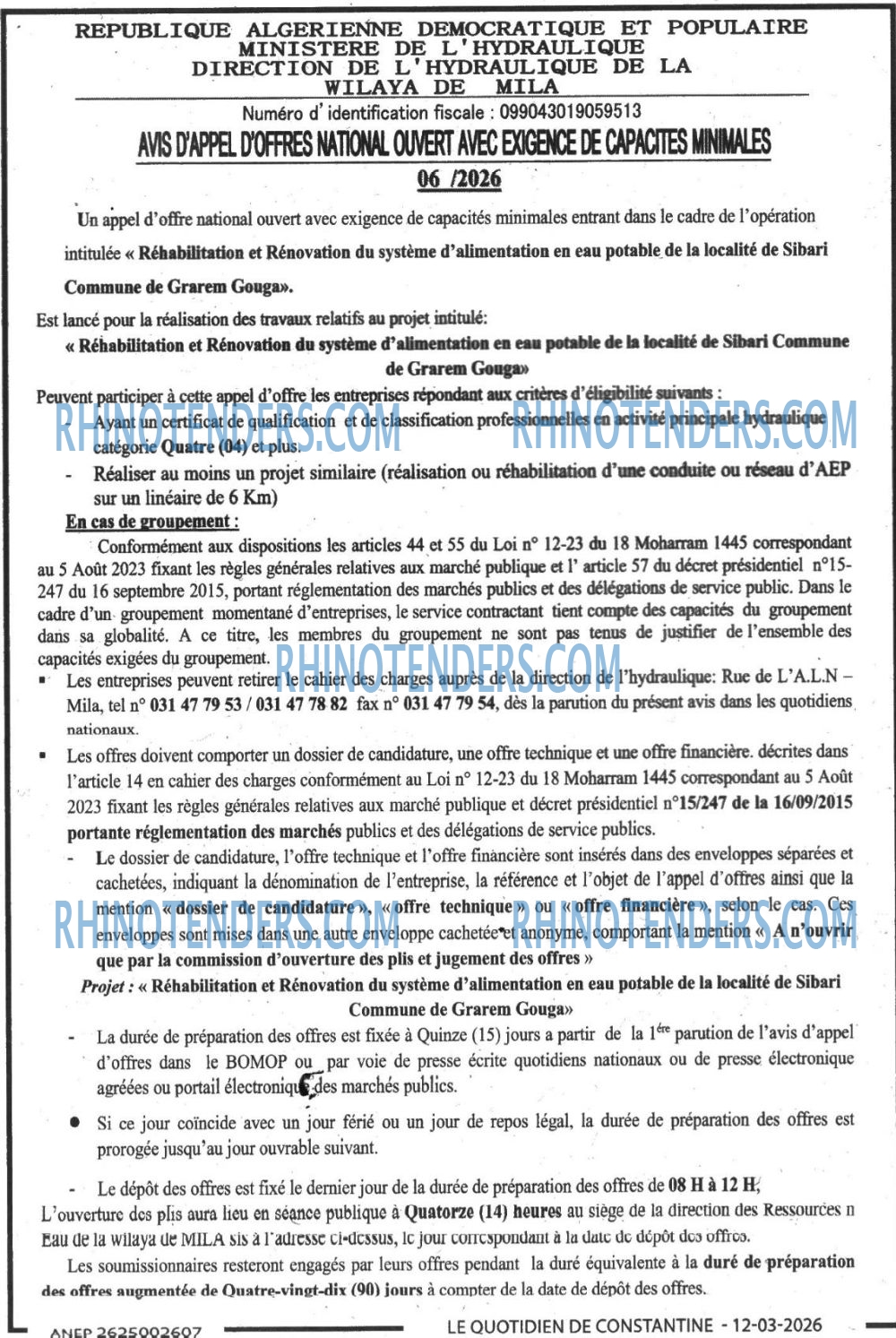 LE QUOTIDIEN DE CONSTANTINE