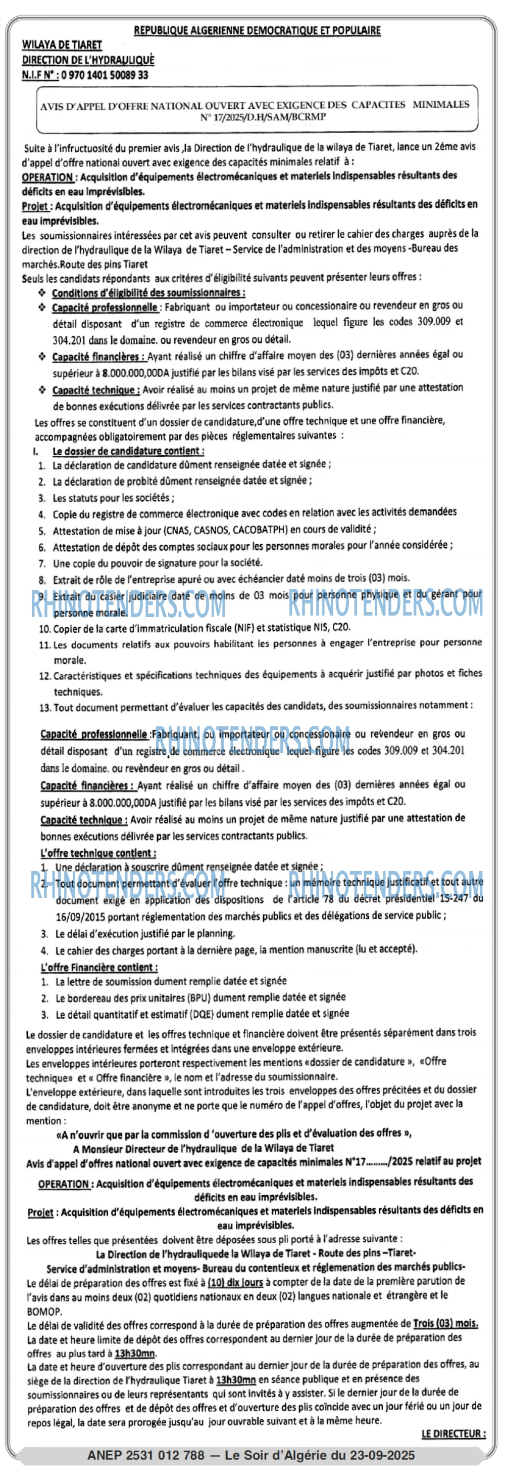 LE SOIR D'ALGERIE