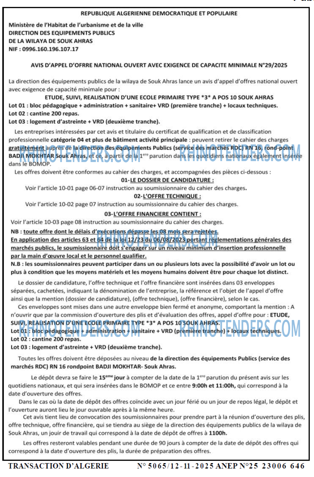 TRANSACTION D'ALGERIE