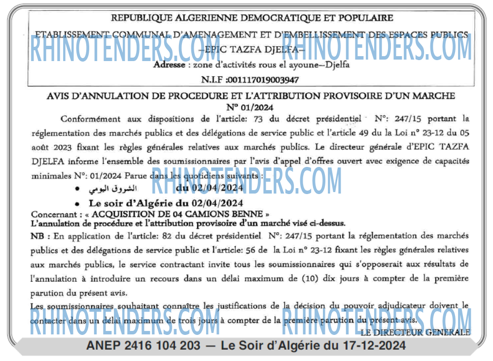 LE SOIR D'ALGERIE