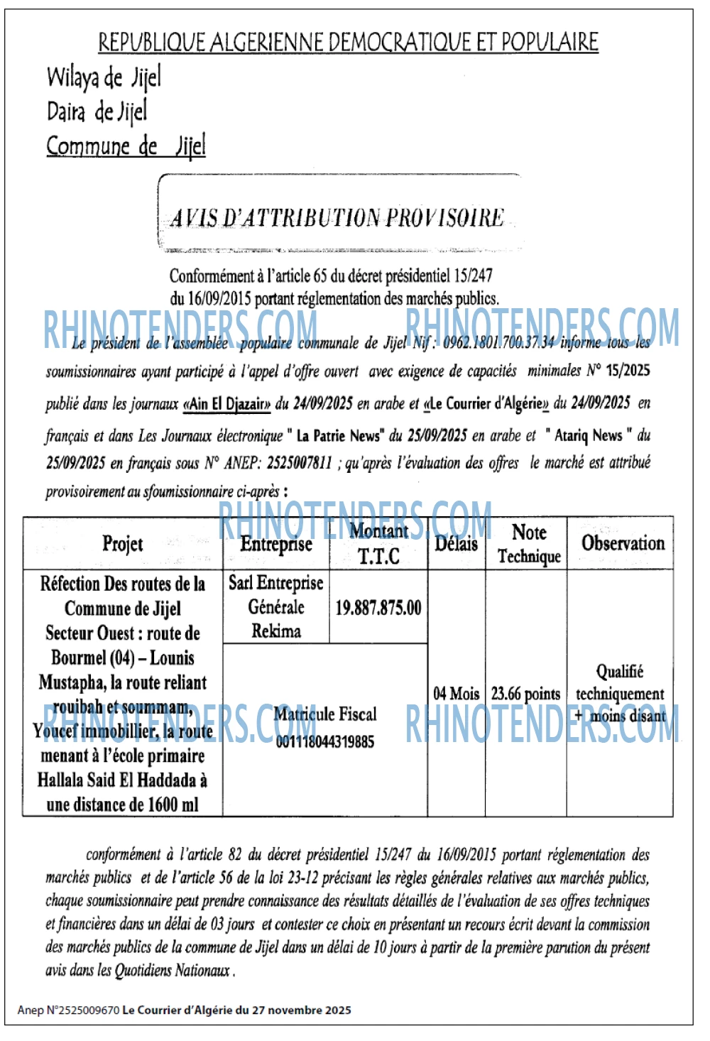 Le Courrier d'Algerie