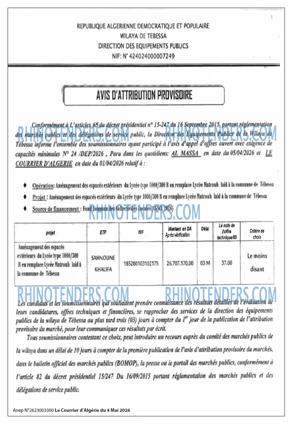 Le Courrier d'Algerie