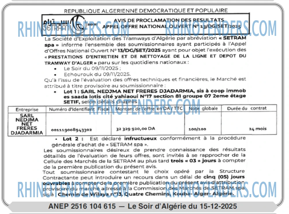 LE SOIR D'ALGERIE