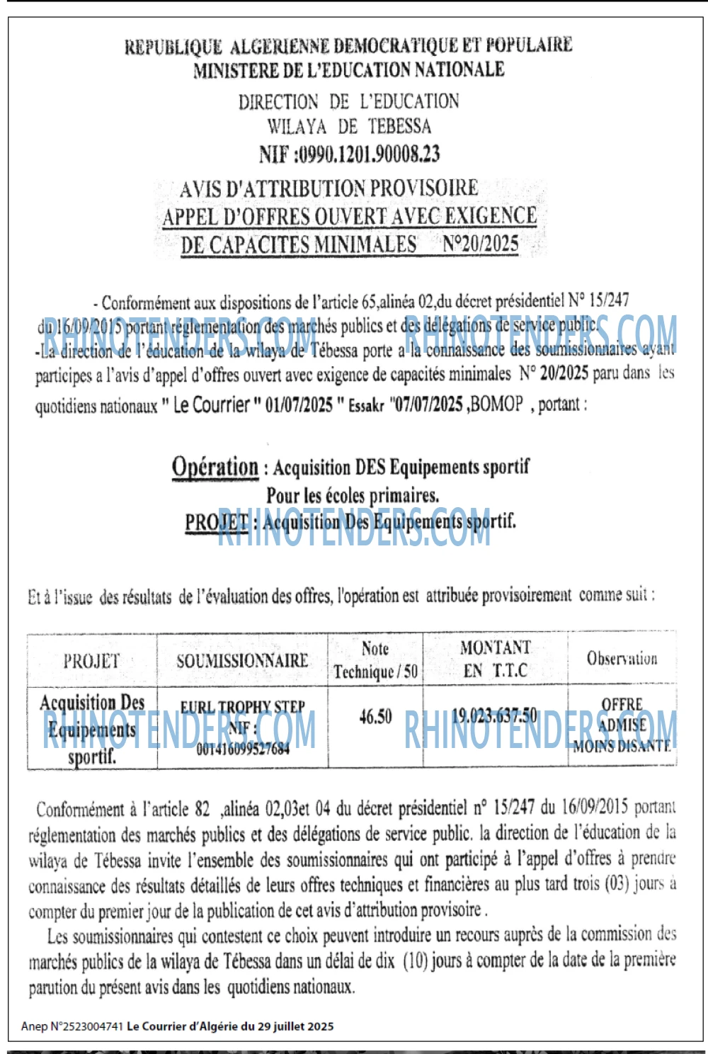 Le Courrier d'Algerie