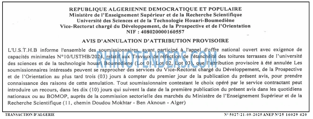 TRANSACTION D'ALGERIE