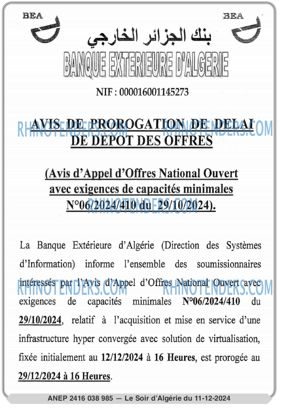 LE SOIR D'ALGERIE