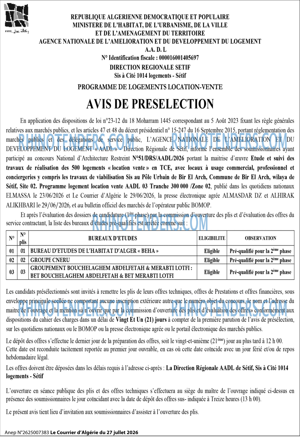 Le Courrier d'Algerie