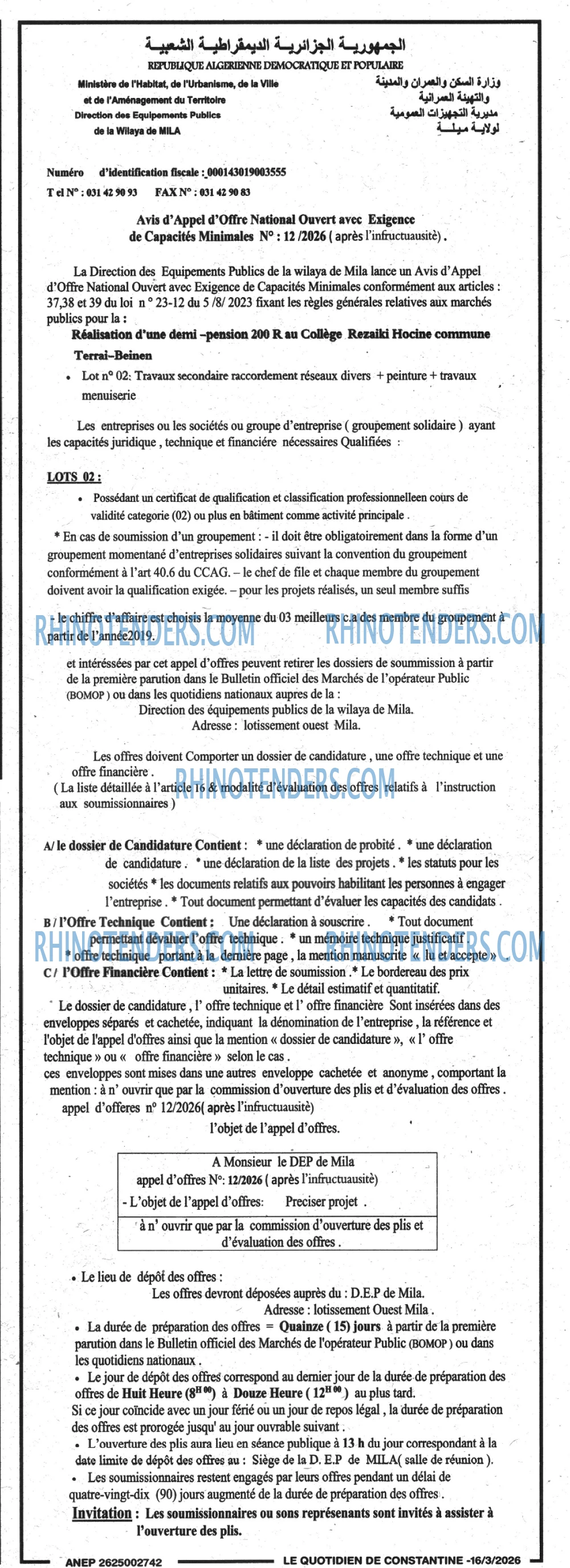 LE QUOTIDIEN DE CONSTANTINE
