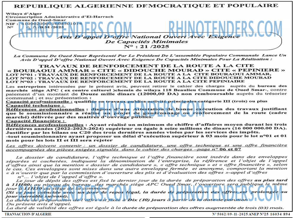 TRANSACTION D'ALGERIE