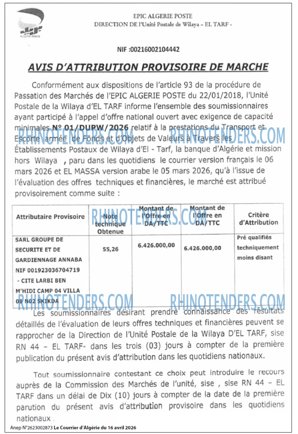 Le Courrier d'Algerie