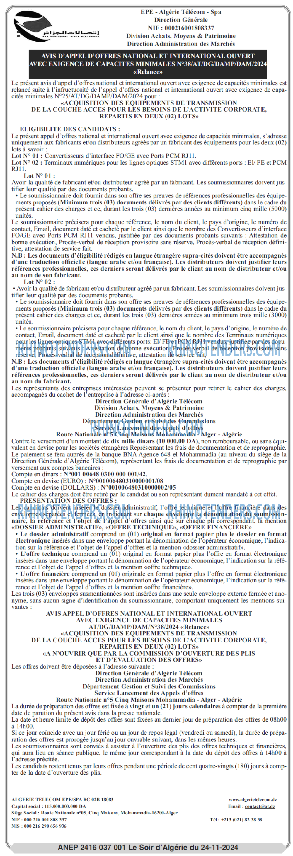 LE SOIR D'ALGERIE