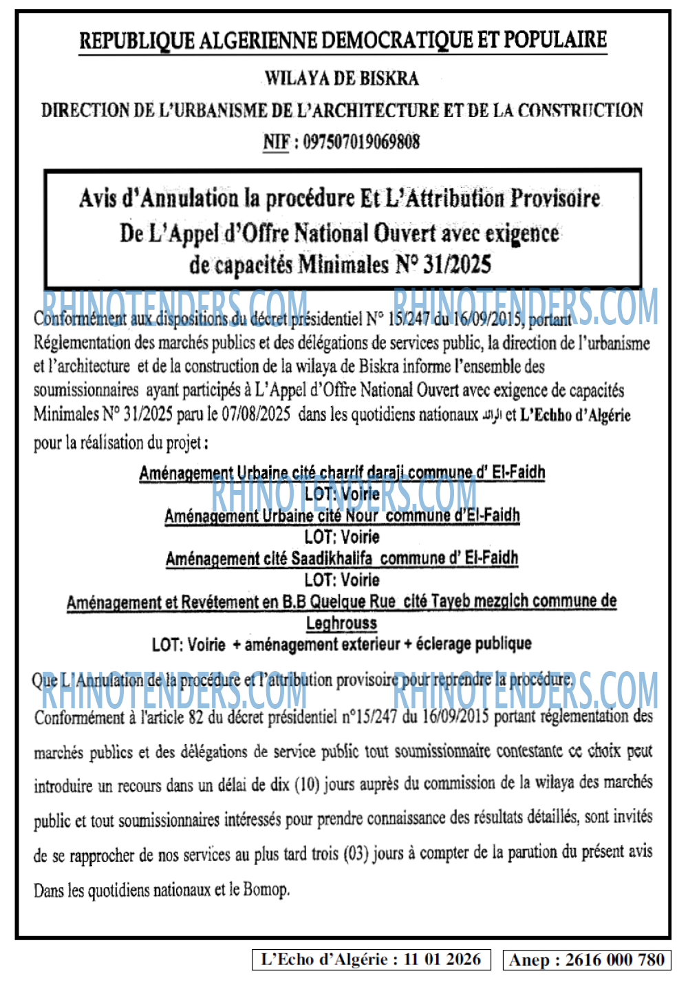 L'ECHO D'ALGERIE