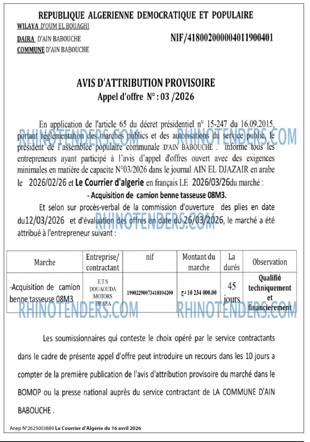Le Courrier d'Algerie