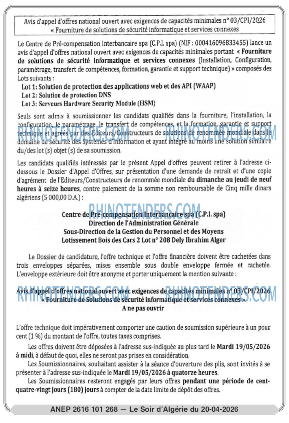 LE SOIR D'ALGERIE