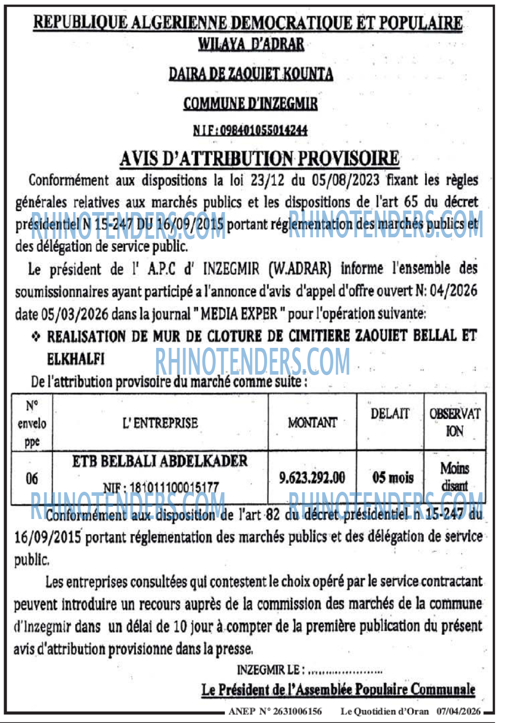Le Quotidien d'Oran
