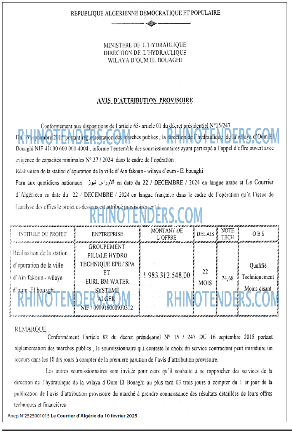Le Courrier d'Algerie