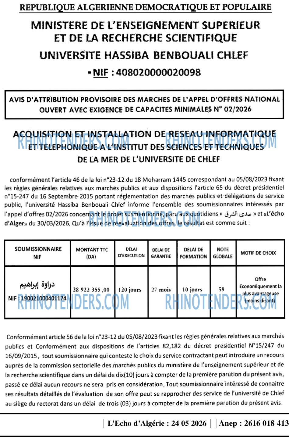 L'ECHO D'ALGERIE
