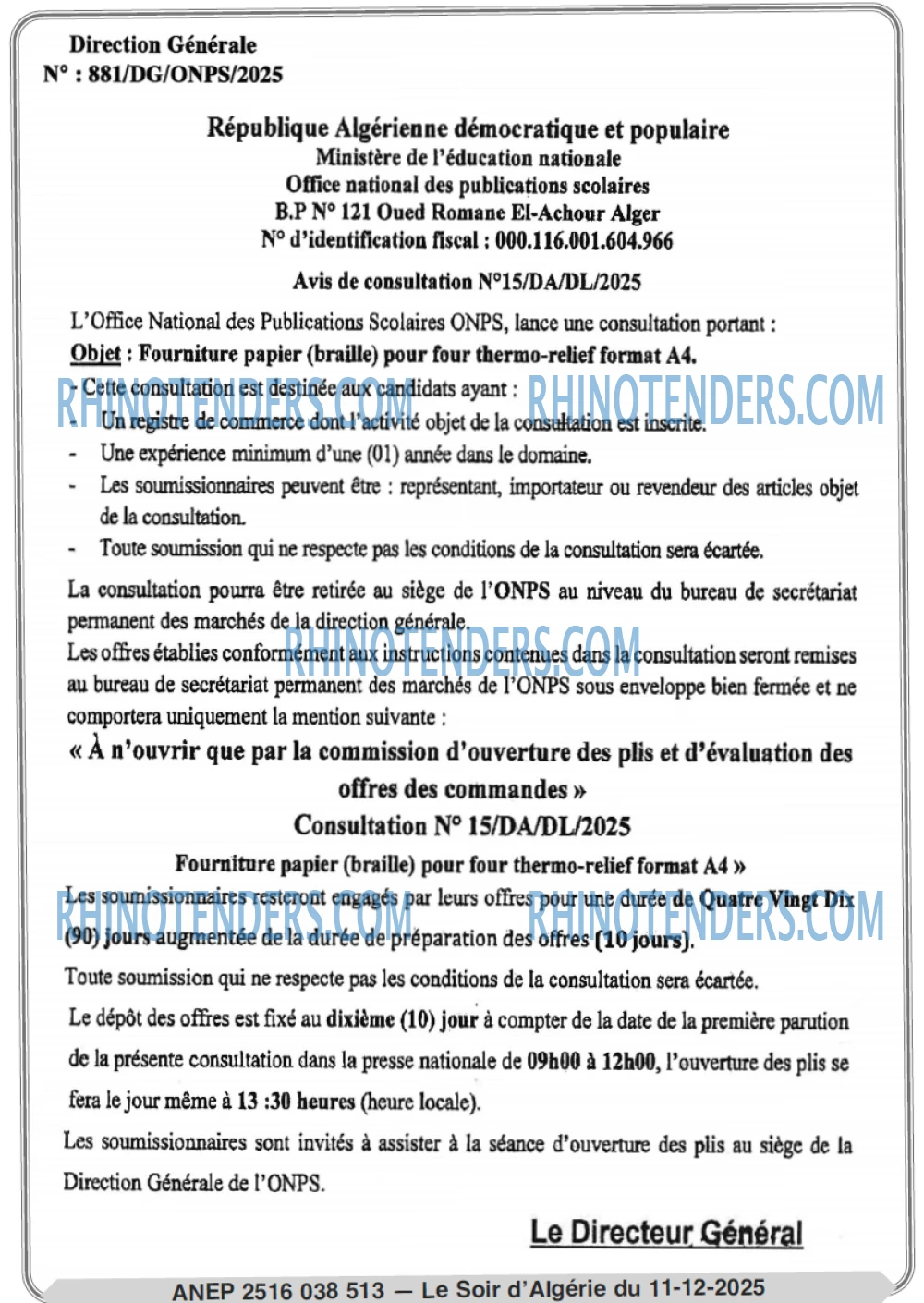LE SOIR D'ALGERIE