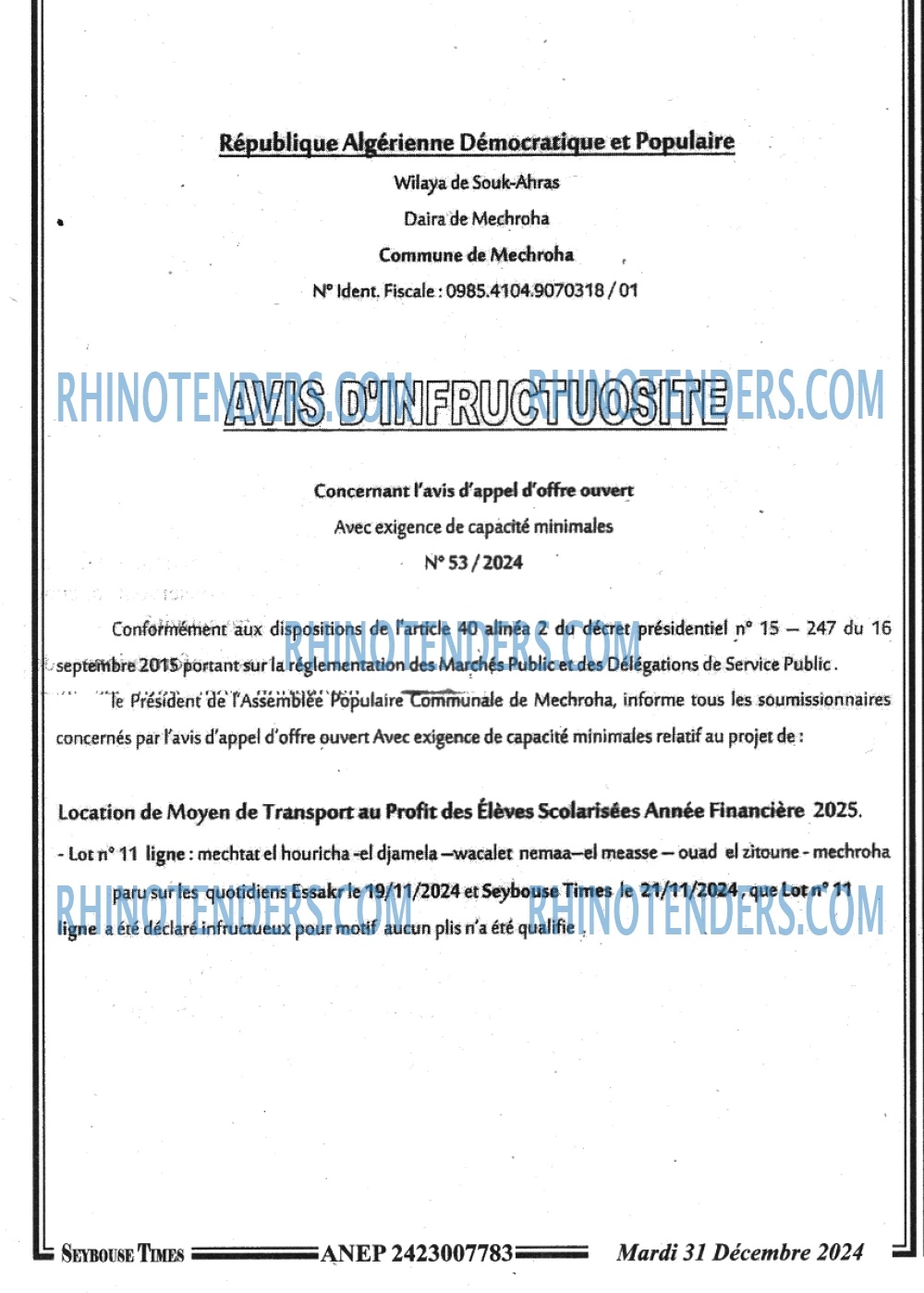 SEYBOUSSE TIMES