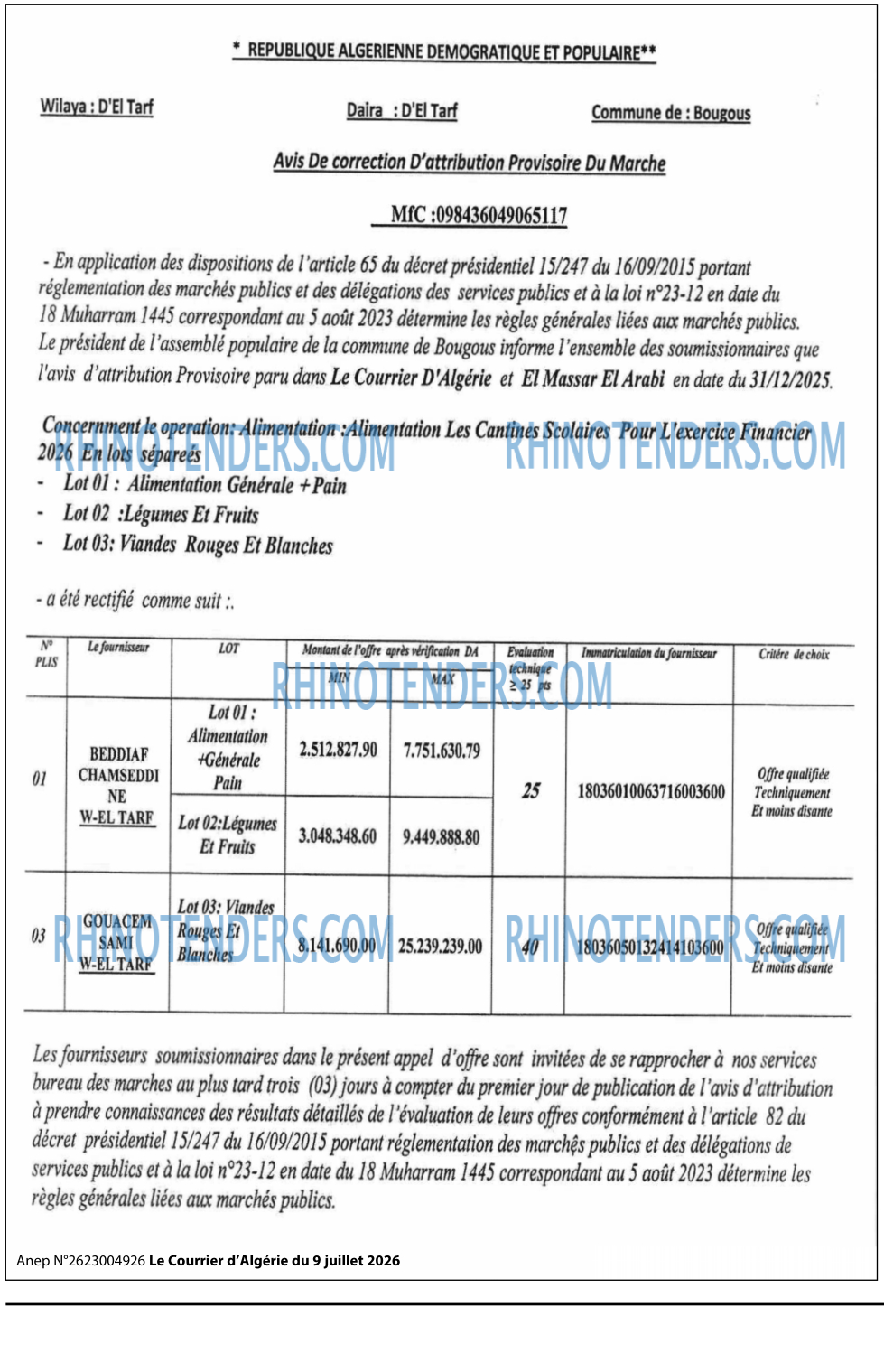 Le Courrier d'Algerie
