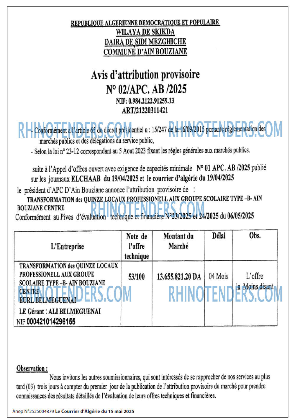 Le Courrier d'Algerie