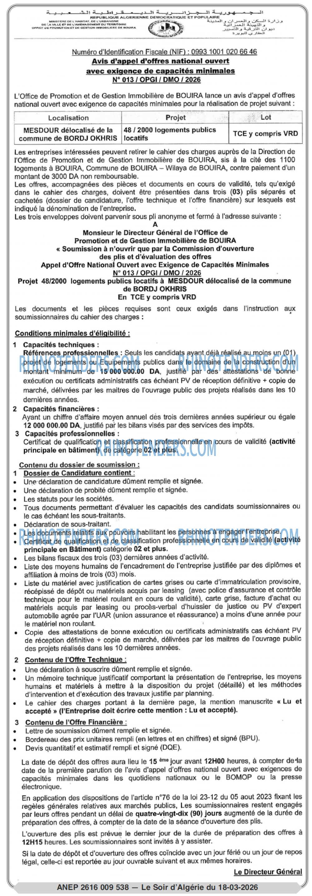 LE SOIR D'ALGERIE