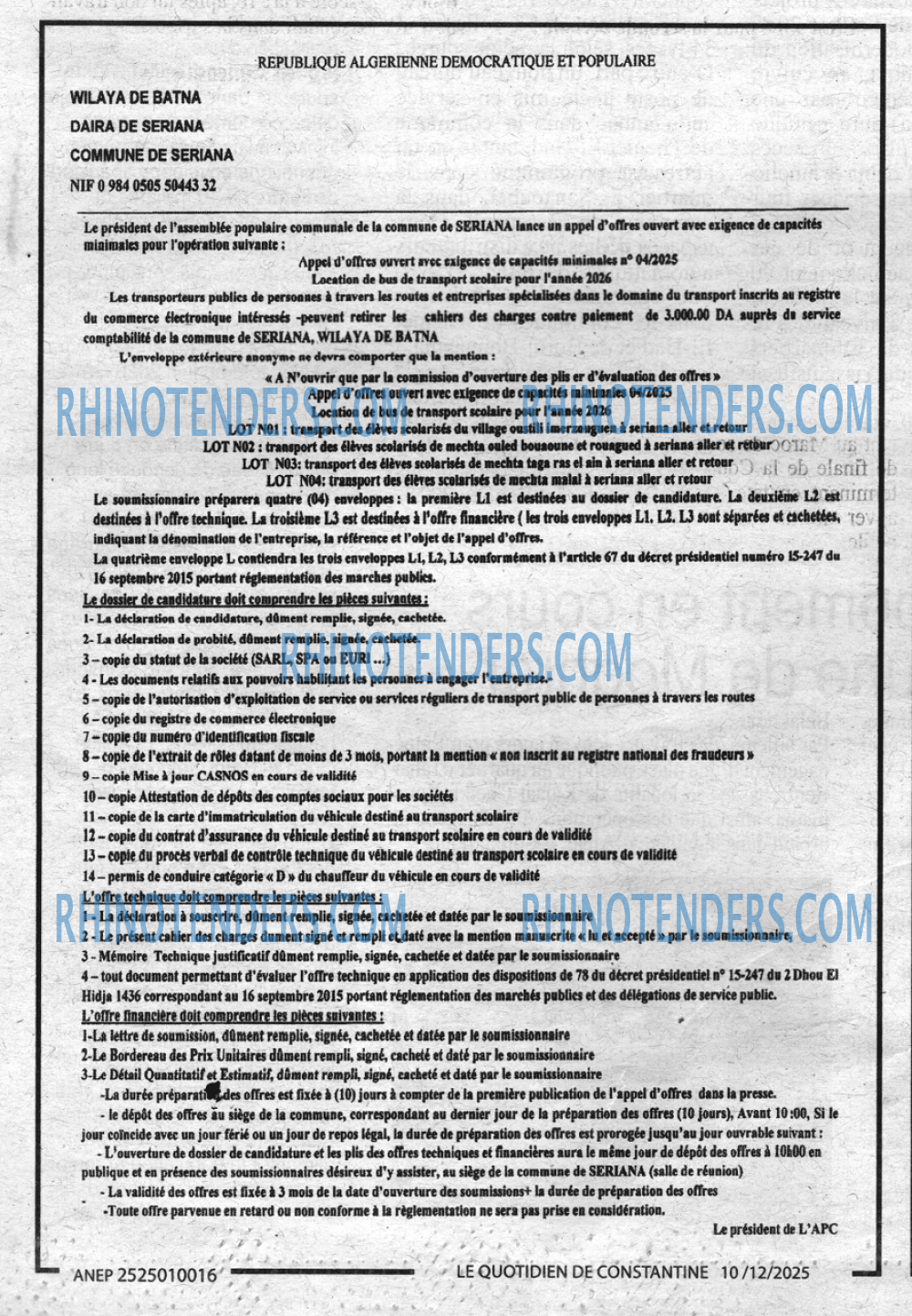 LE QUOTIDIEN DE CONSTANTINE